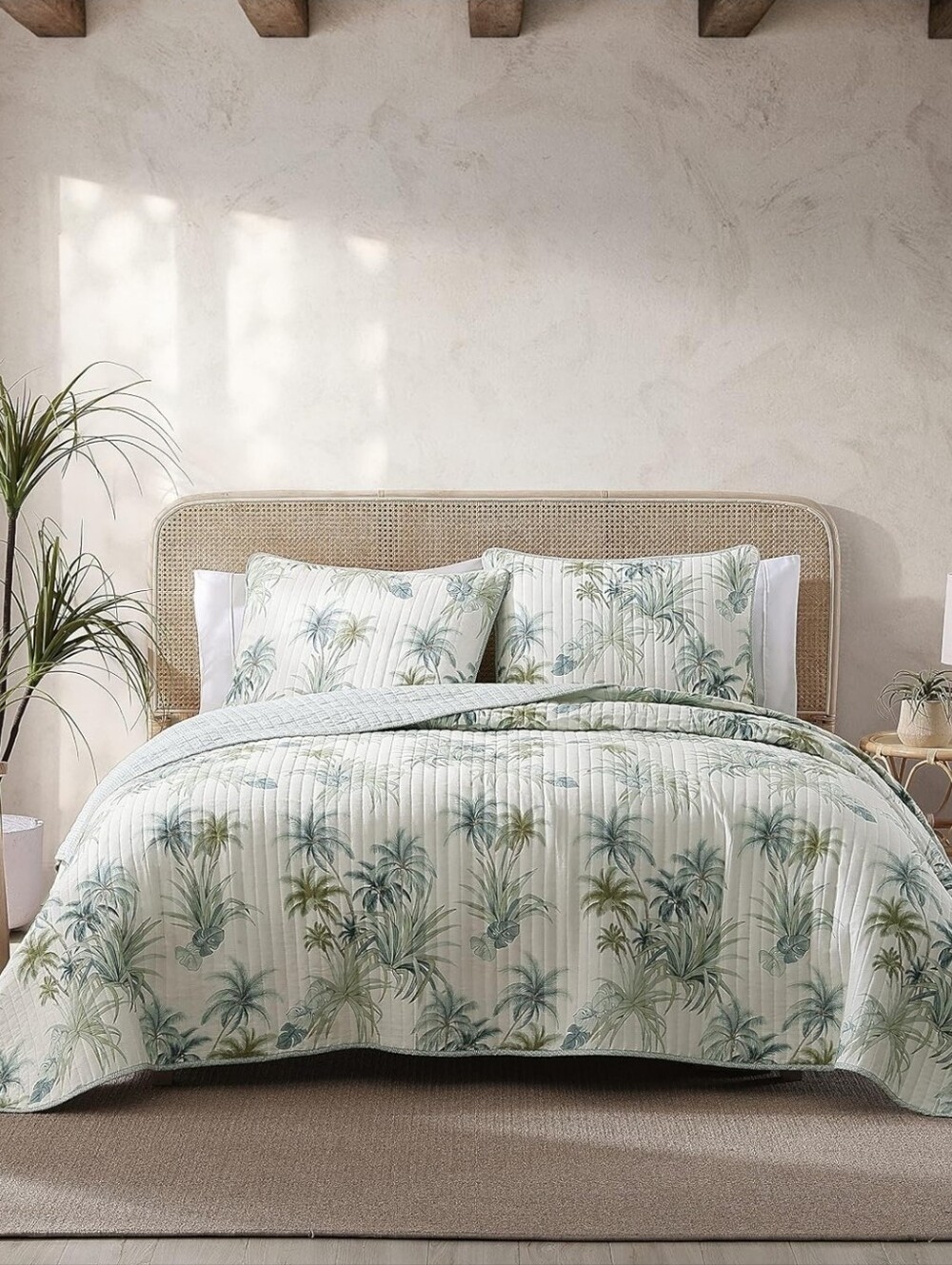 NEW! Tommy Bahama - Queen Quilt, Reversible, Serenity Palm Blue